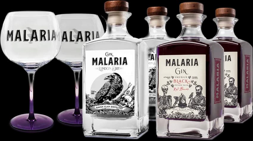 2 TAÇAS DE BRINDE + 2 Malaria Gin London Dry + 2 Malaria Gin Black