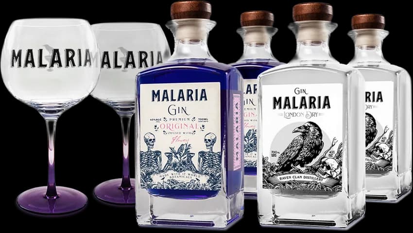 2 TAÇAS DE PRESENTE + 2 Malaria Gin London Dry + 2 Malaria Gin Original